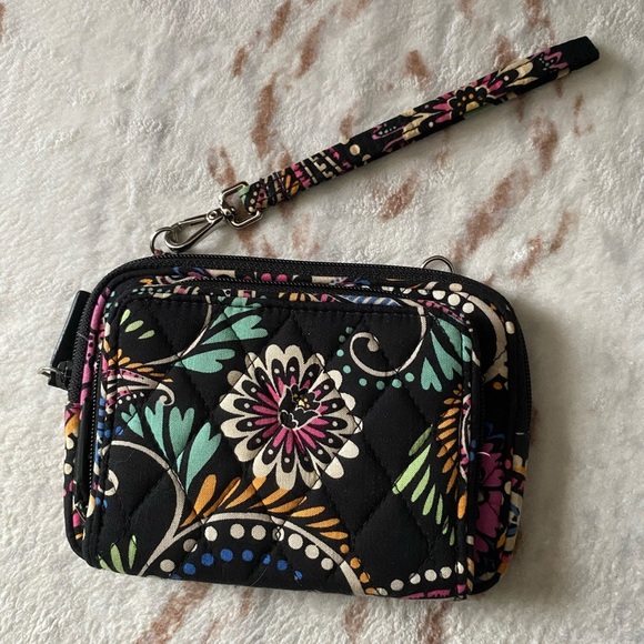 Vera‎ Bradley Floral Black Wristlet Clutch - Picture 1 of 5